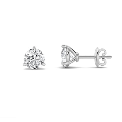 1CTW Round Lab-Grown Diamond Three Prong Martini Stud Earrings 2 Stones F Color