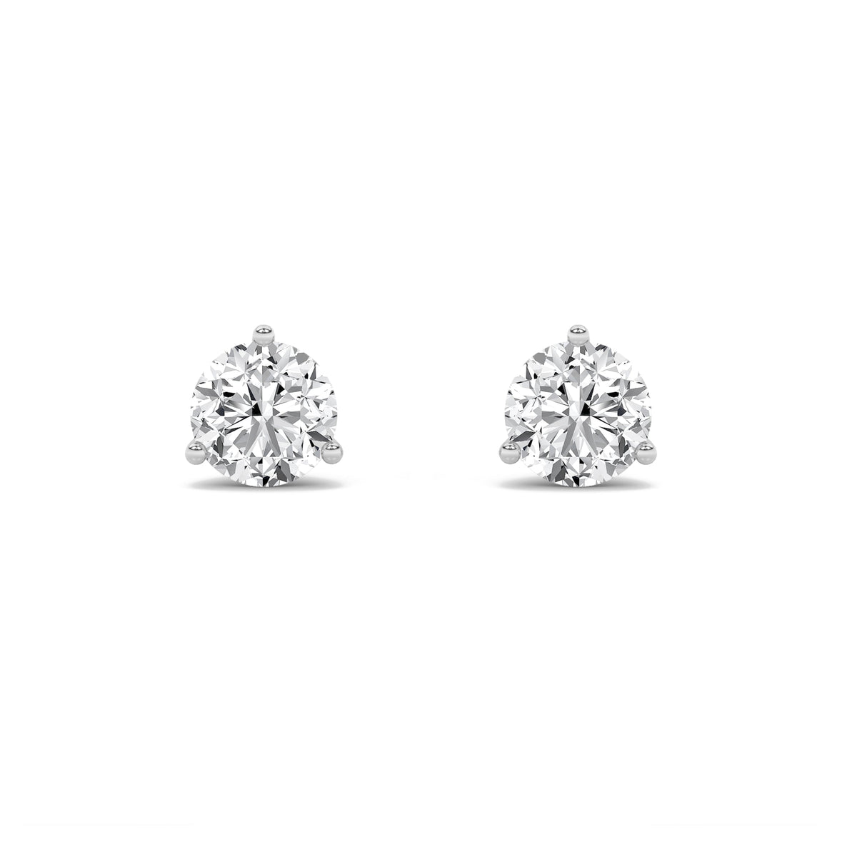 1CTW Round Lab-Grown Diamond Three Prong Martini Stud Earrings 2 Stones F Color