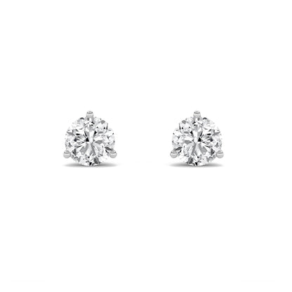 1CTW Round Lab-Grown Diamond Three Prong Martini Stud Earrings 2 Stones F Color