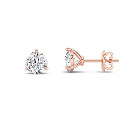 1CTW Round Lab-Grown Diamond Three Prong Martini Stud Earrings 2 Stones F Color