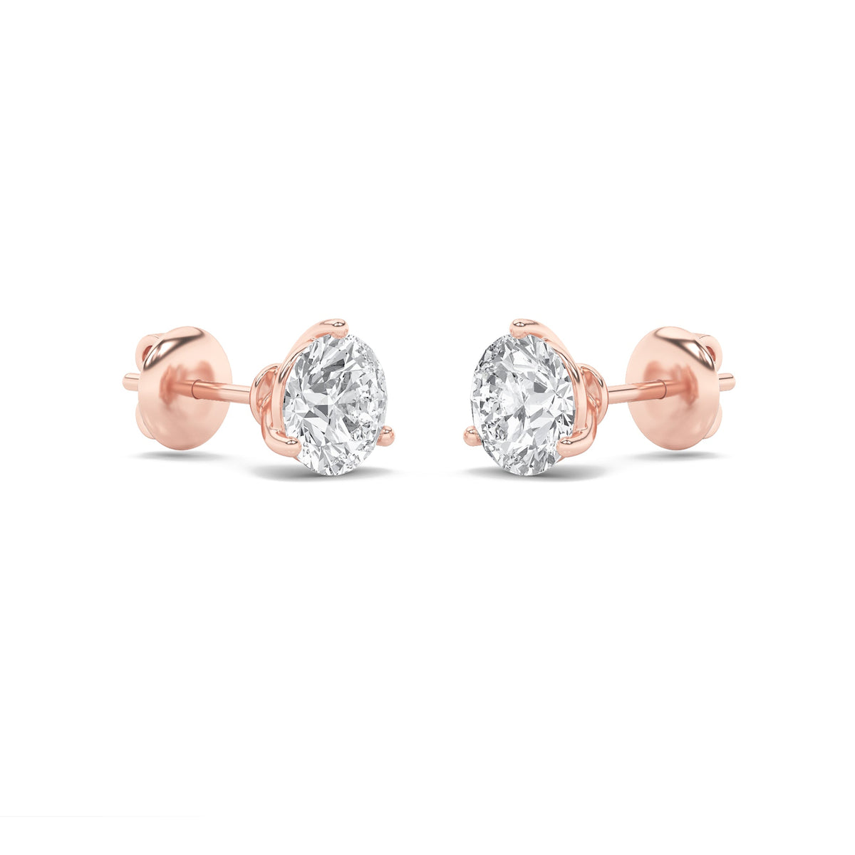 1CTW Round Lab-Grown Diamond Three Prong Martini Stud Earrings 2 Stones F Color