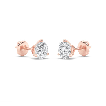 1CTW Round Lab-Grown Diamond Three Prong Martini Stud Earrings 2 Stones F Color