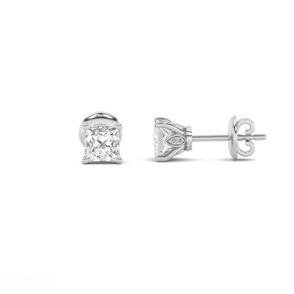 2CTW Princess Lab-Grown Diamond Prong Tulip Head Stud Earrings 18 Stones