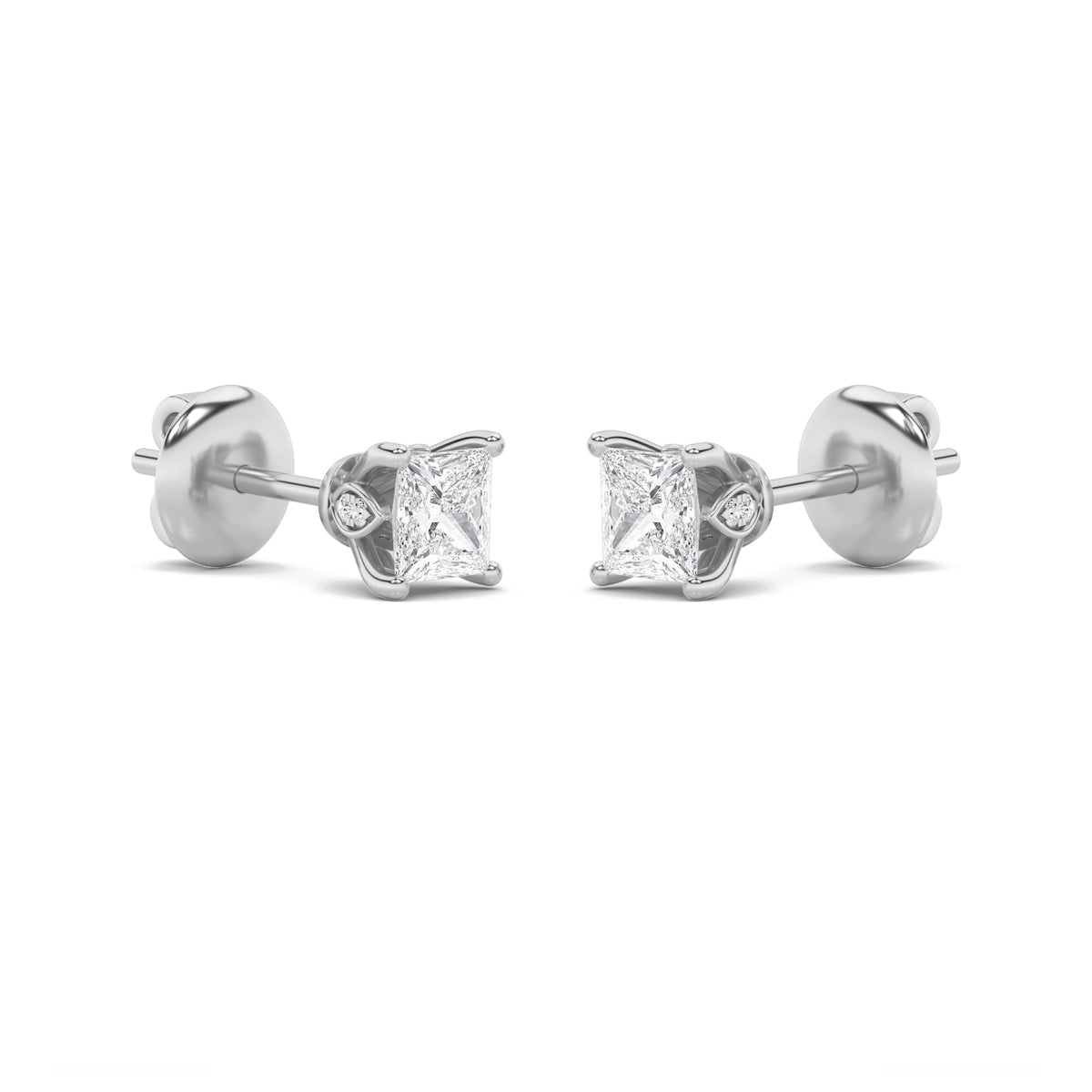 2CTW Princess Lab-Grown Diamond Prong Tulip Head Stud Earrings 18 Stones