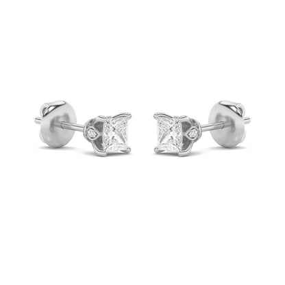 2CTW Princess Lab-Grown Diamond Prong Tulip Head Stud Earrings 18 Stones