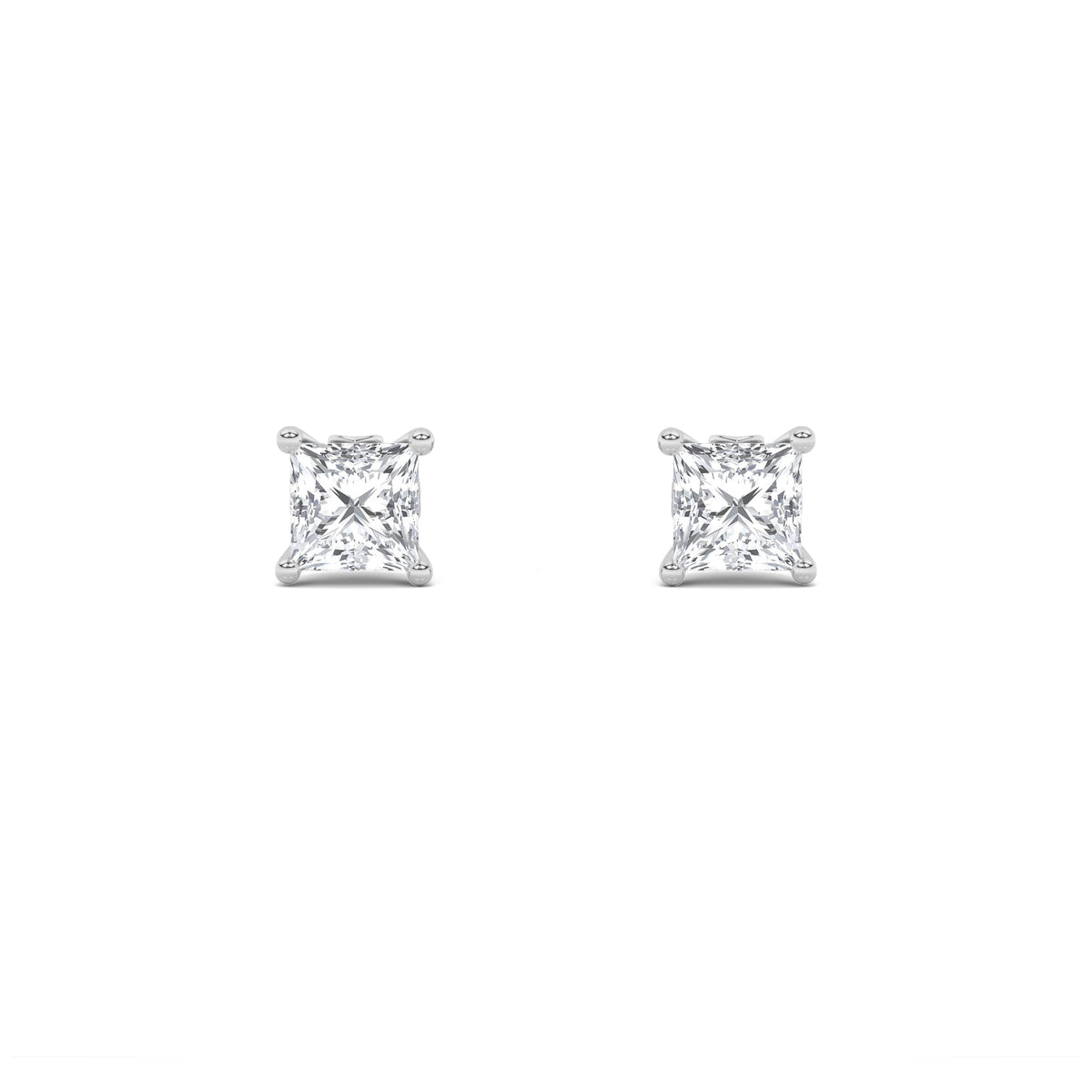 2CTW Princess Lab-Grown Diamond Prong Tulip Head Stud Earrings 18 Stones