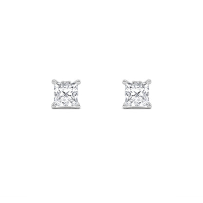2CTW Princess Lab-Grown Diamond Prong Tulip Head Stud Earrings 18 Stones