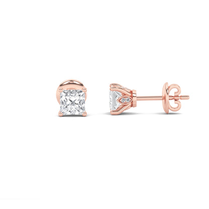 2CTW Princess Lab-Grown Diamond Prong Tulip Head Stud Earrings 18 Stones