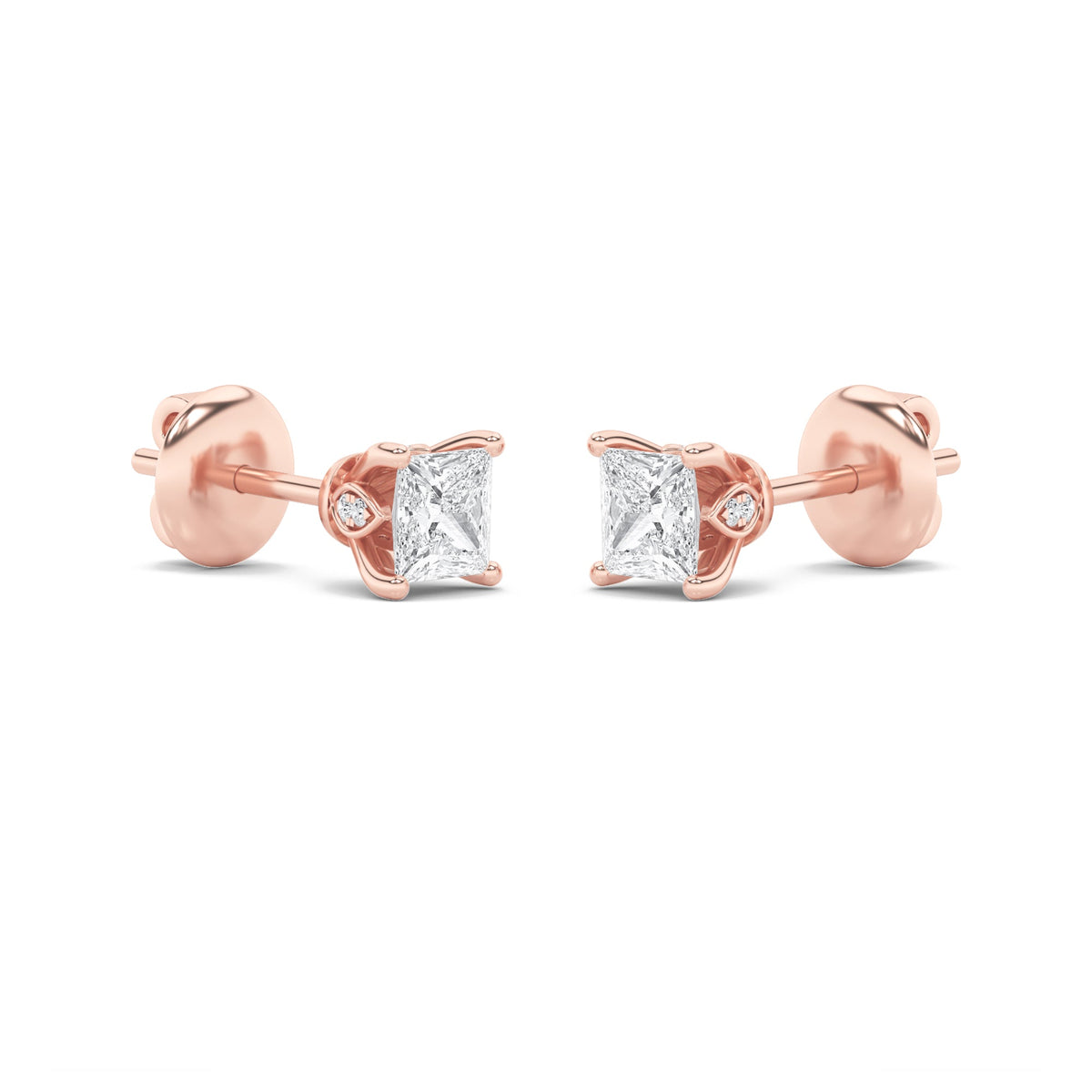 2CTW Princess Lab-Grown Diamond Prong Tulip Head Stud Earrings 18 Stones