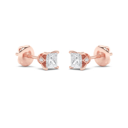 2CTW Princess Lab-Grown Diamond Prong Tulip Head Stud Earrings 18 Stones