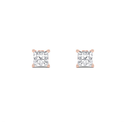 2CTW Princess Lab-Grown Diamond Prong Tulip Head Stud Earrings 18 Stones