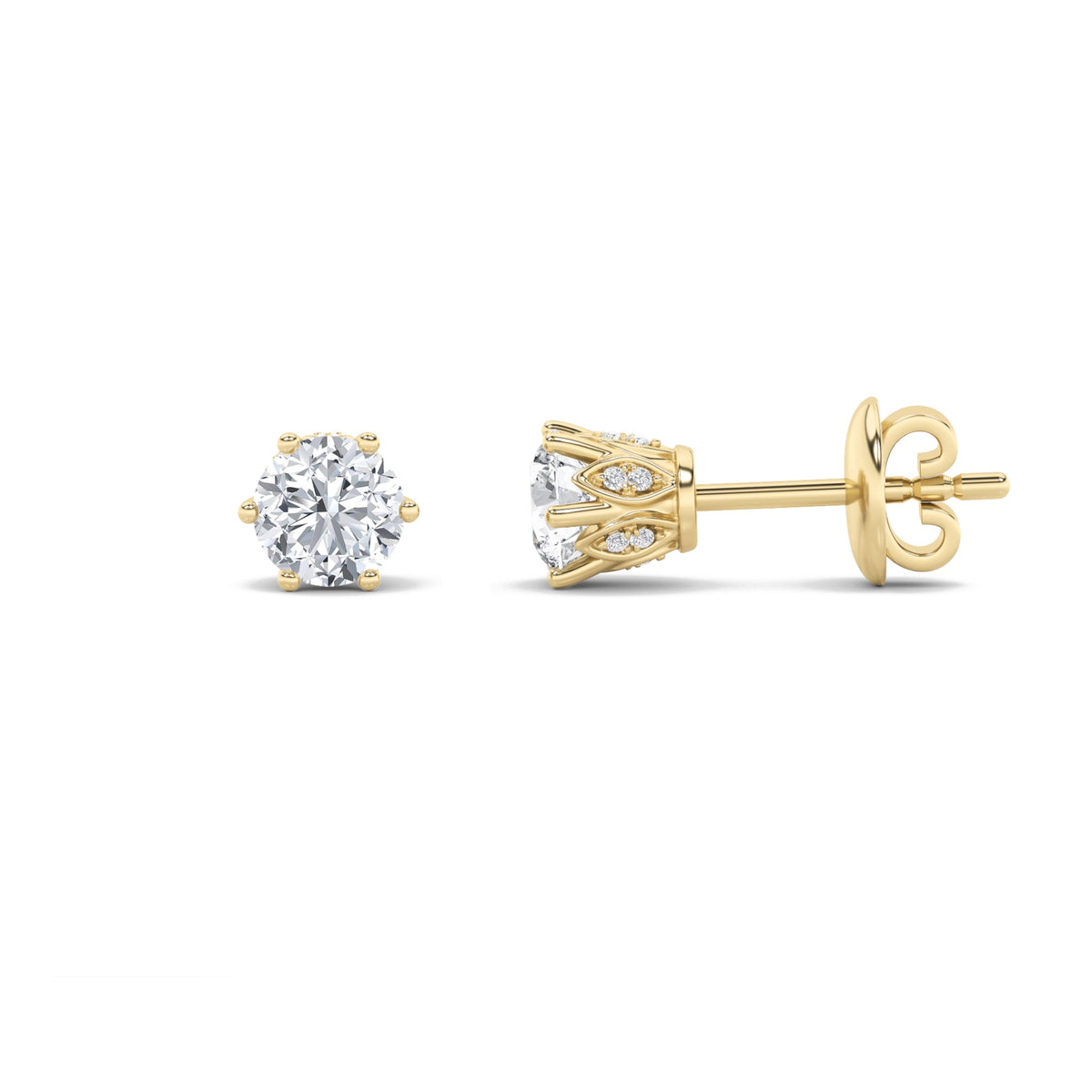2CTW Round Lab-Grown Diamond Prong Tulip Head Stud Earrings 26 Stones