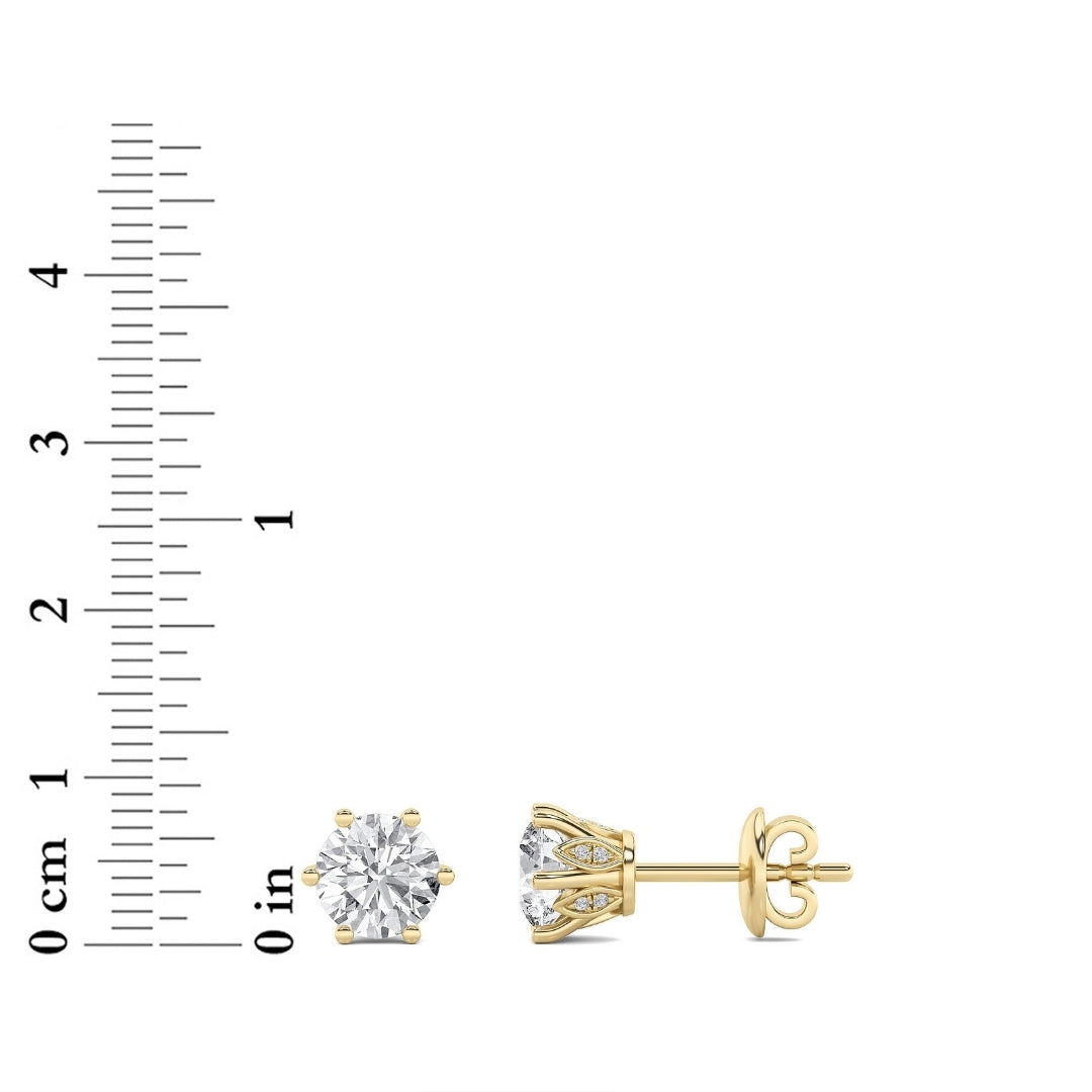 3CTW Round Lab-Grown Diamond Prong Tulip Head Stud Earrings 26 Stones