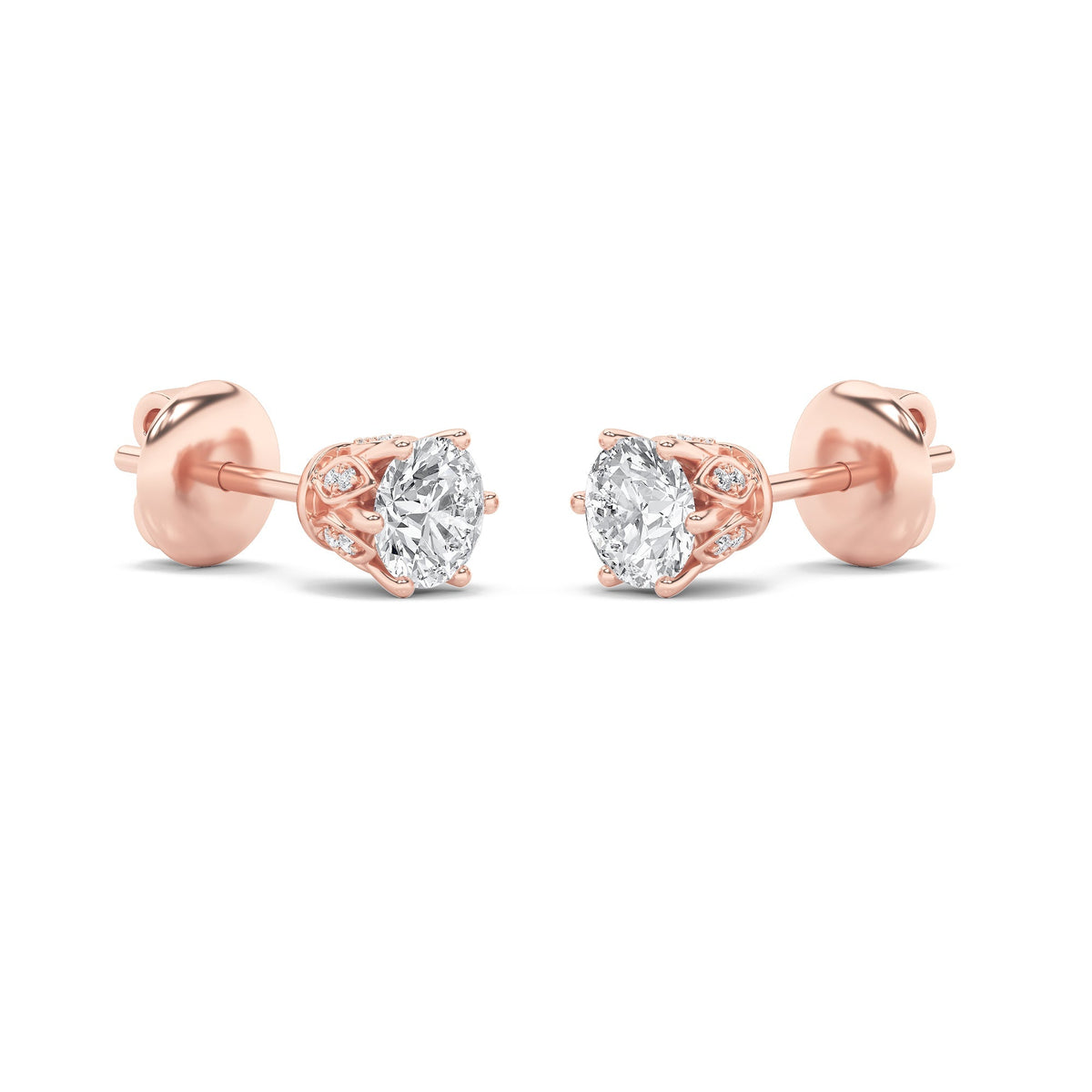 3CTW Round Lab-Grown Diamond Prong Tulip Head Stud Earrings 26 Stones