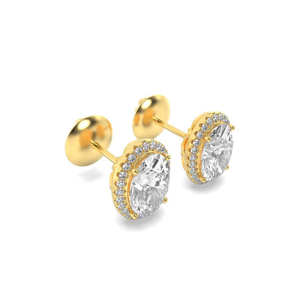 1CTW Oval Lab-Grown Diamond Prong Halo Stud Earrings 38 Stones