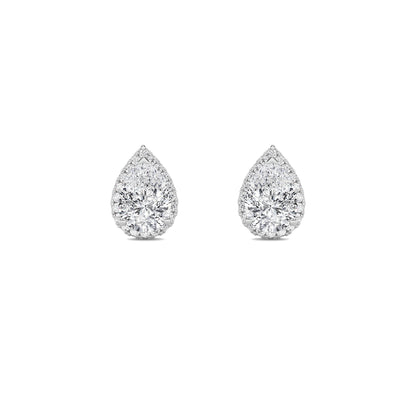1CTW Pear Lab-Grown Diamond Prong Halo Stud Earrings 36 Stones