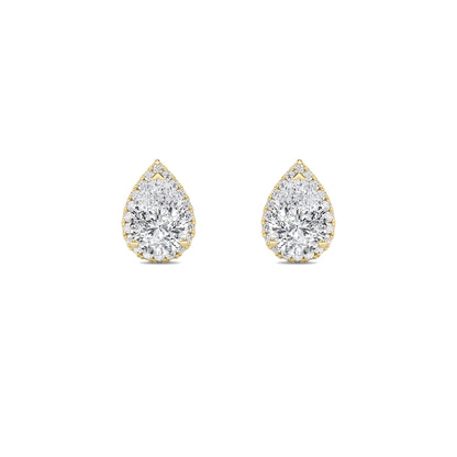 1CTW Pear Lab-Grown Diamond Prong Halo Stud Earrings 36 Stones
