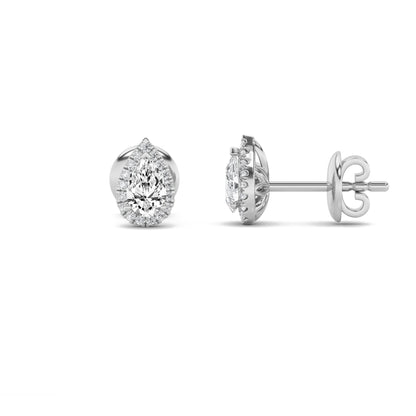 3CTW Pear Lab-Grown Diamond Prong Halo Stud Earrings 48 Stones