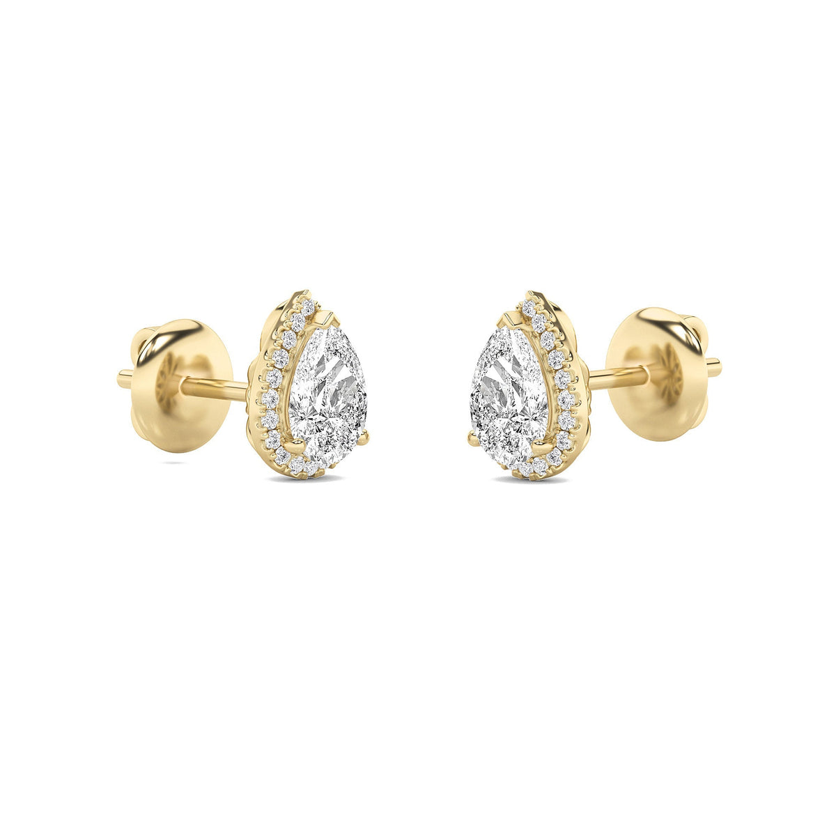 3CTW Pear Lab-Grown Diamond Prong Halo Stud Earrings 48 Stones