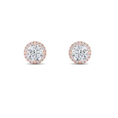 1CTW Round Lab-Grown Diamond Prong Halo Stud Earrings 30 Stones
