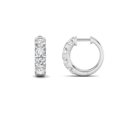 3CTW Round Lab-Grown Diamond Prong Hoop Earrings 8 Stones
