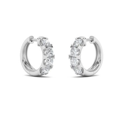 3CTW Round Lab-Grown Diamond Prong Hoop Earrings 8 Stones