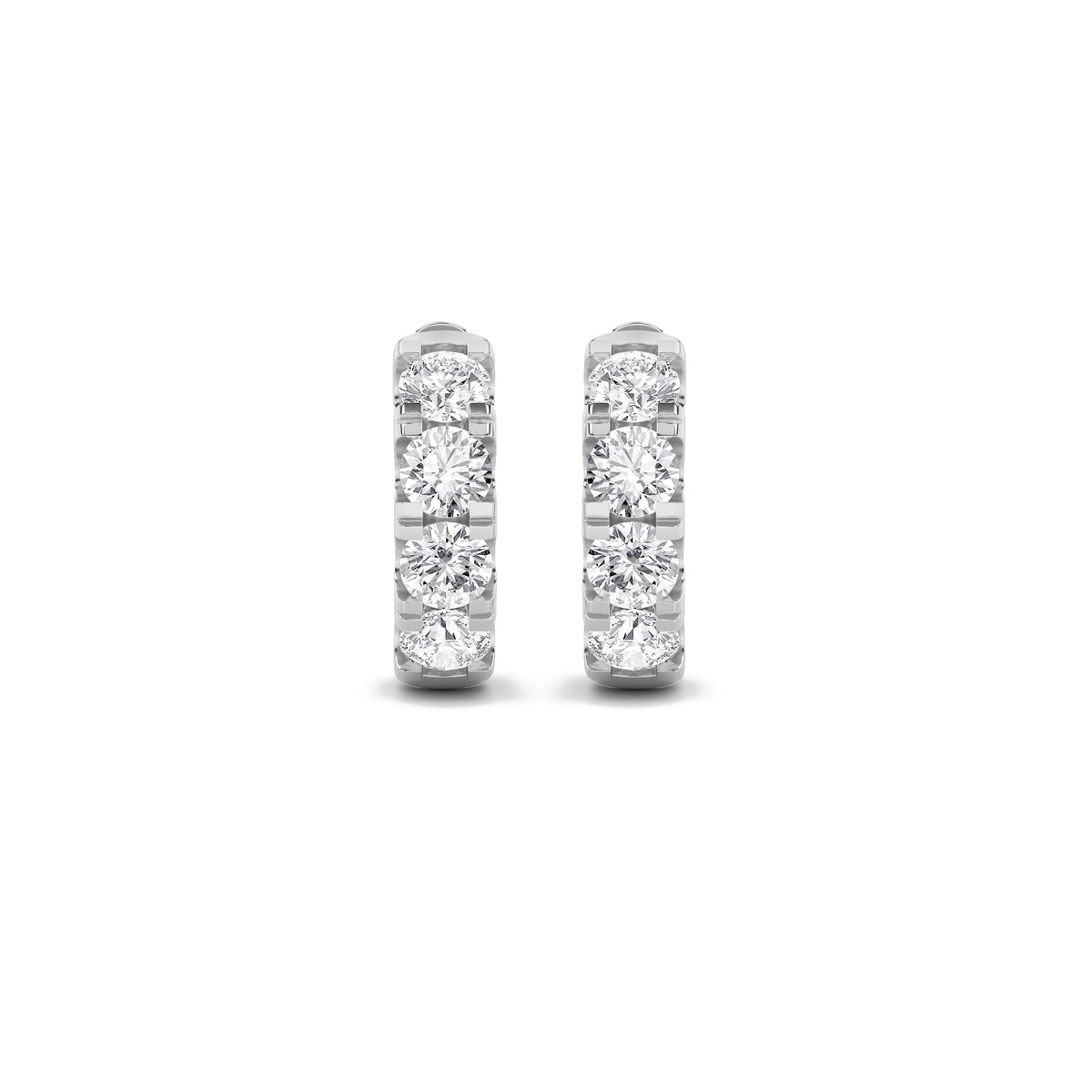 3CTW Round Lab-Grown Diamond Prong Hoop Earrings 8 Stones