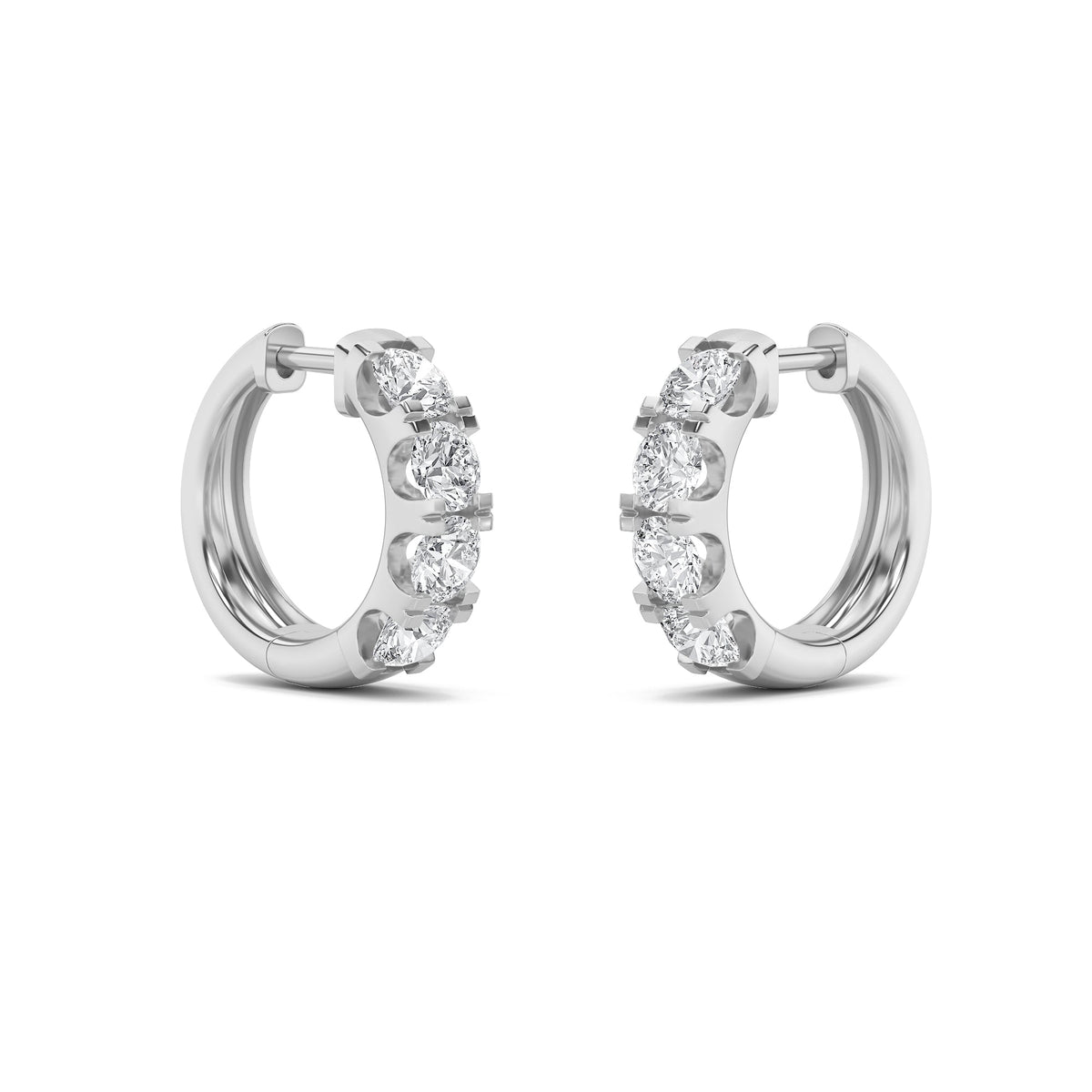 3CTW Round Lab-Grown Diamond Prong Hoop Earrings 8 Stones