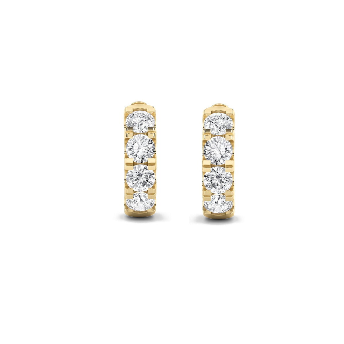 3CTW Round Lab-Grown Diamond Prong Hoop Earrings 8 Stones
