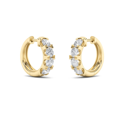 3CTW Round Lab-Grown Diamond Prong Hoop Earrings 8 Stones