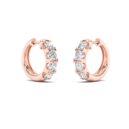 3CTW Round Lab-Grown Diamond Prong Hoop Earrings 8 Stones