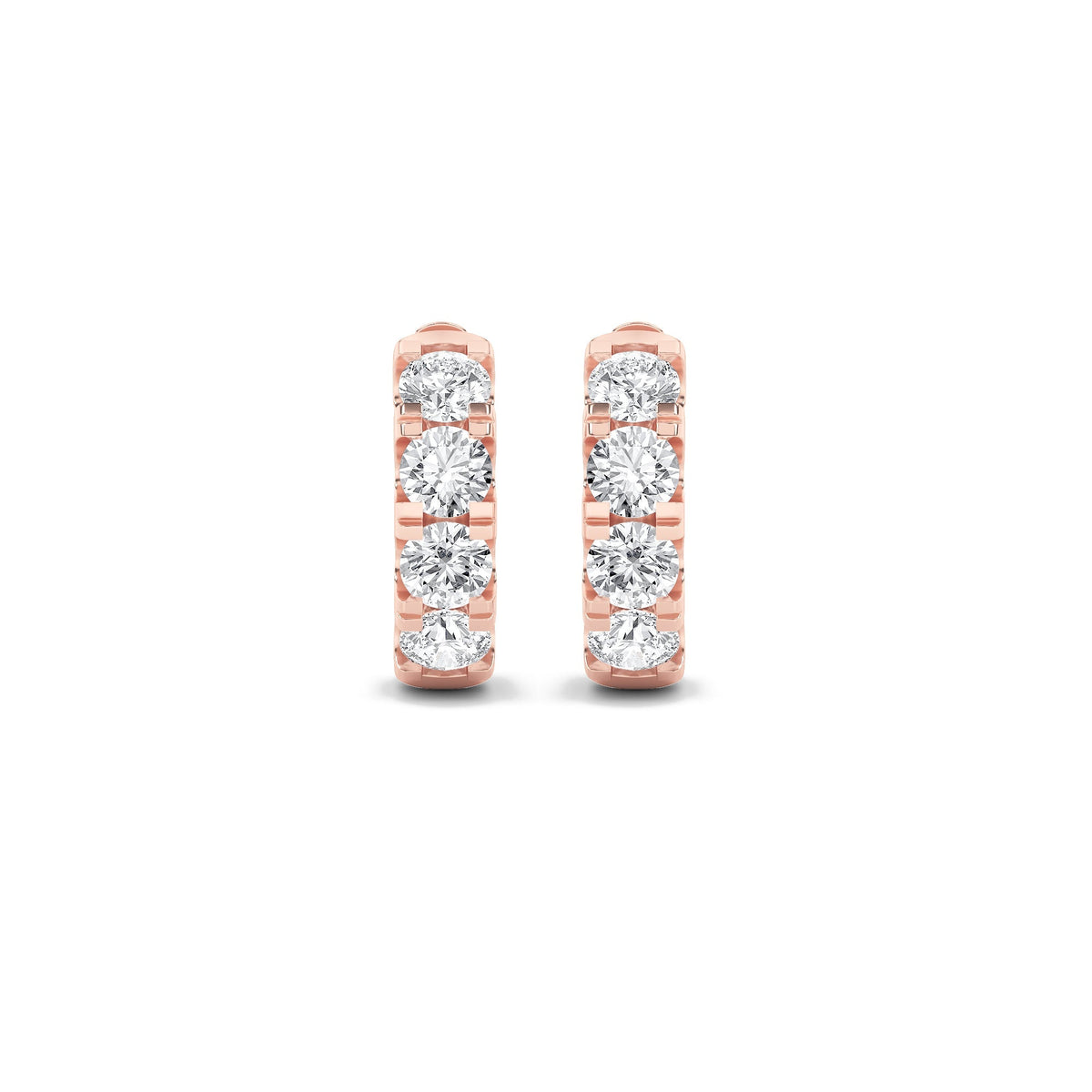3CTW Round Lab-Grown Diamond Prong Hoop Earrings 8 Stones