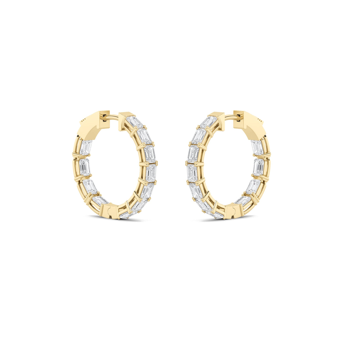 3.5CTW Emerald Lab-Grown Diamond Inside Out Hoop Earrings 22 Stones