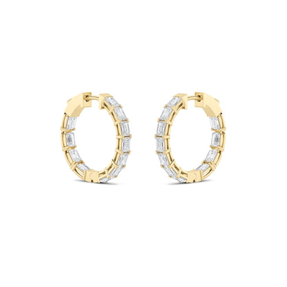 3.5CTW Emerald Lab-Grown Diamond Inside Out Hoop Earrings 22 Stones