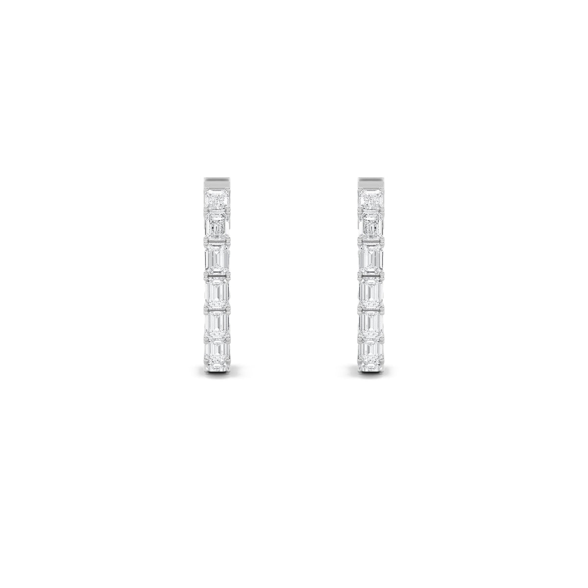 4CTW Emerald Lab-Grown Diamond Prong Hoop|Huggies Inside Out Hoop Earrings 22 Stones