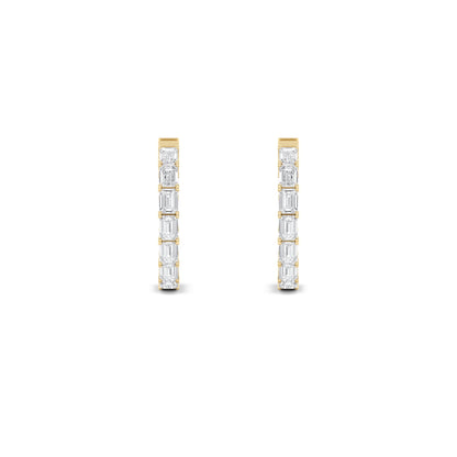 4CTW Emerald Lab-Grown Diamond Prong Hoop|Huggies Inside Out Hoop Earrings 22 Stones
