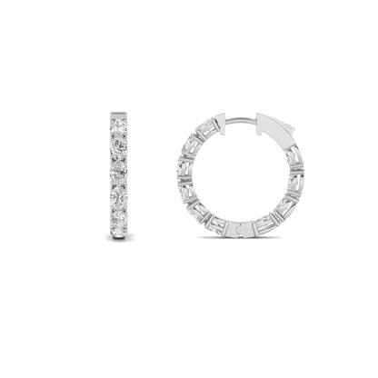 4CTW Oval Lab-Grown Diamond Prong Inside Out Hoop Earrings 20 Stones
