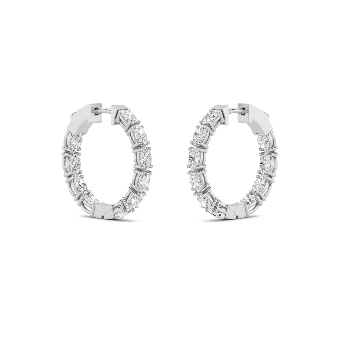 4CTW Oval Lab-Grown Diamond Prong Inside Out Hoop Earrings 20 Stones