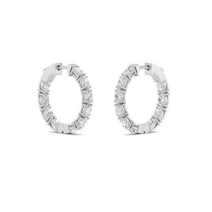 4CTW Oval Lab-Grown Diamond Prong Inside Out Hoop Earrings 20 Stones