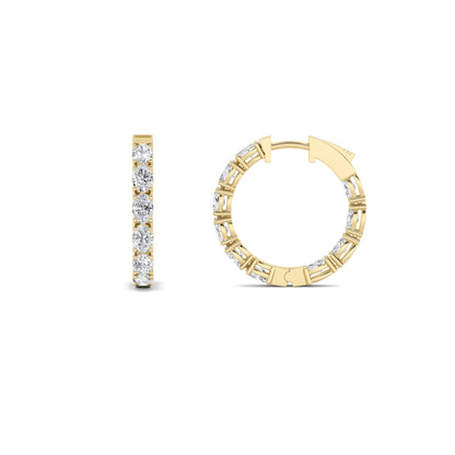 4CTW Oval Lab-Grown Diamond Prong Inside Out Hoop Earrings 20 Stones
