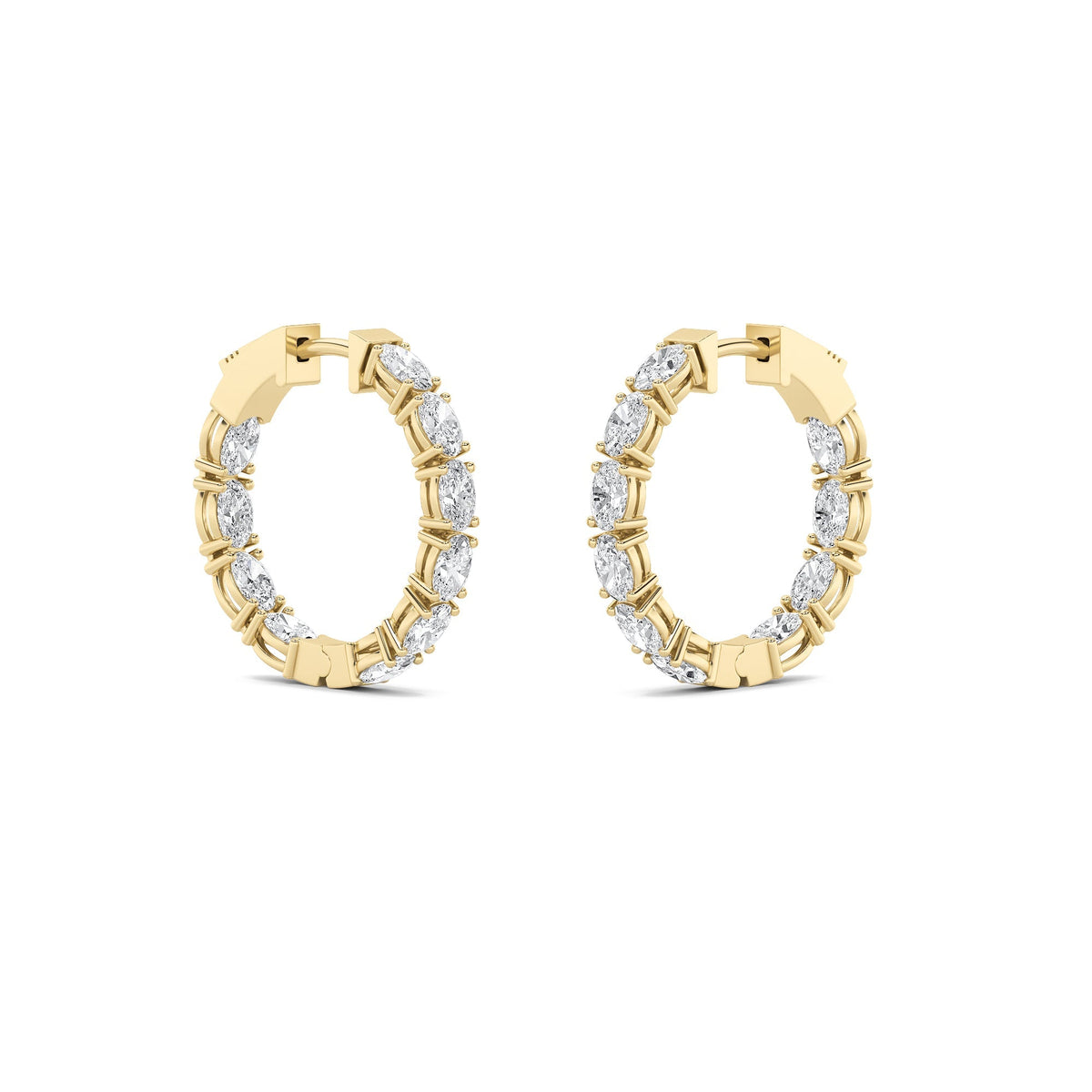 4CTW Oval Lab-Grown Diamond Prong Inside Out Hoop Earrings 20 Stones