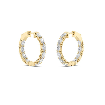 4CTW Oval Lab-Grown Diamond Prong Inside Out Hoop Earrings 20 Stones