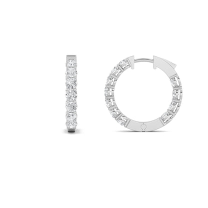 4CTW Round Lab-Grown Diamond Prong Inside Out Hoop Earrings 22 Stones