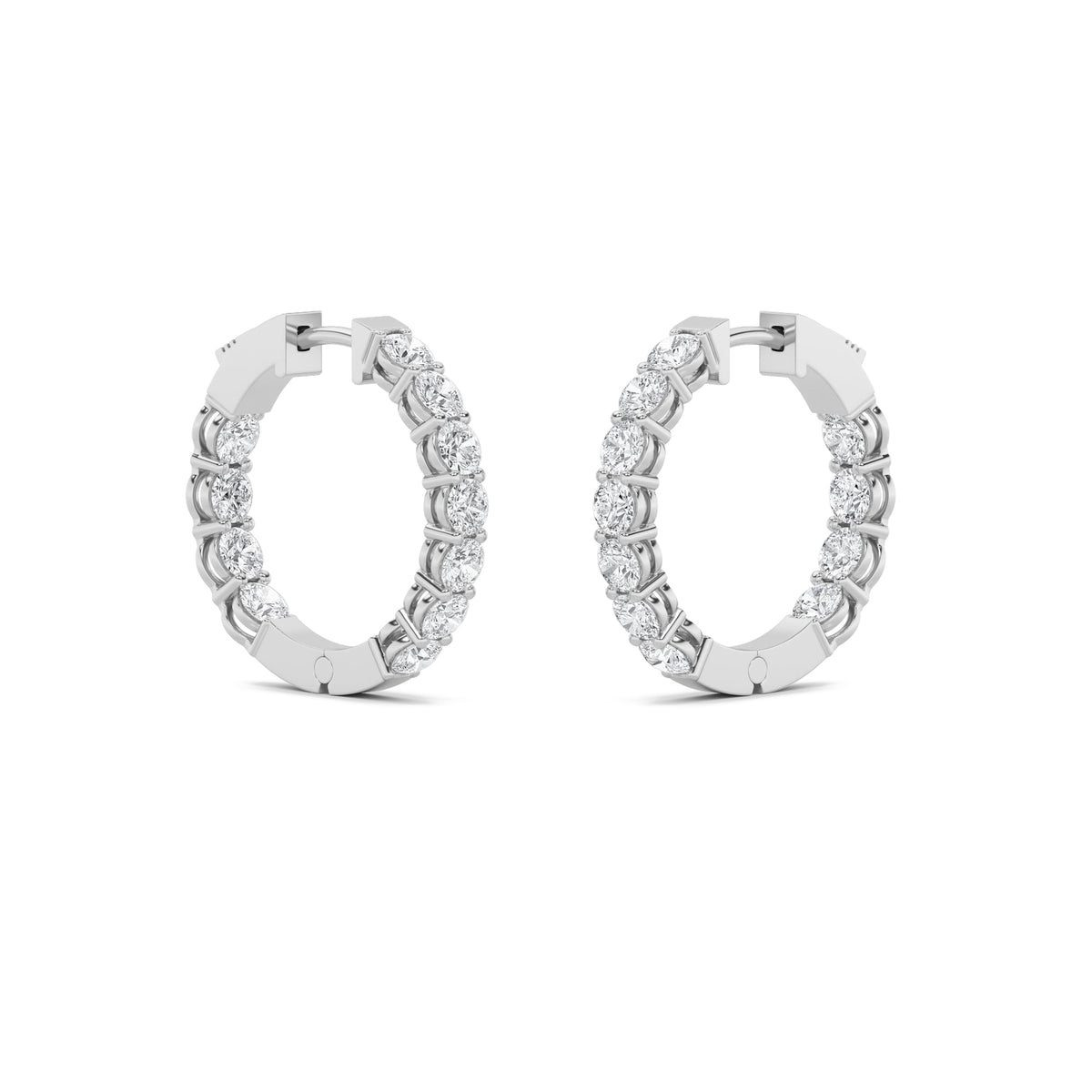 4CTW Round Lab-Grown Diamond Prong Inside Out Hoop Earrings 22 Stones