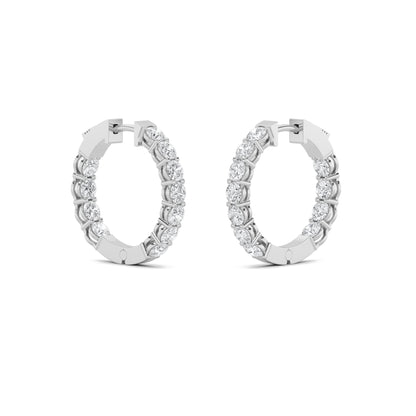 4CTW Round Lab-Grown Diamond Prong Inside Out Hoop Earrings 22 Stones