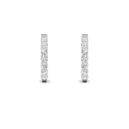 4CTW Round Lab-Grown Diamond Prong Inside Out Hoop Earrings 22 Stones