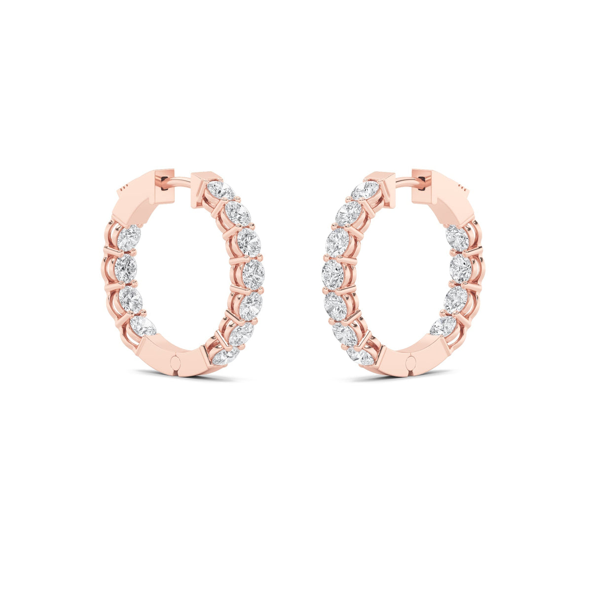4CTW Round Lab-Grown Diamond Prong Inside Out Hoop Earrings 22 Stones