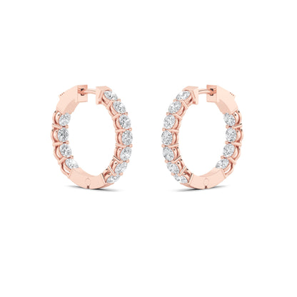 4CTW Round Lab-Grown Diamond Prong Inside Out Hoop Earrings 22 Stones