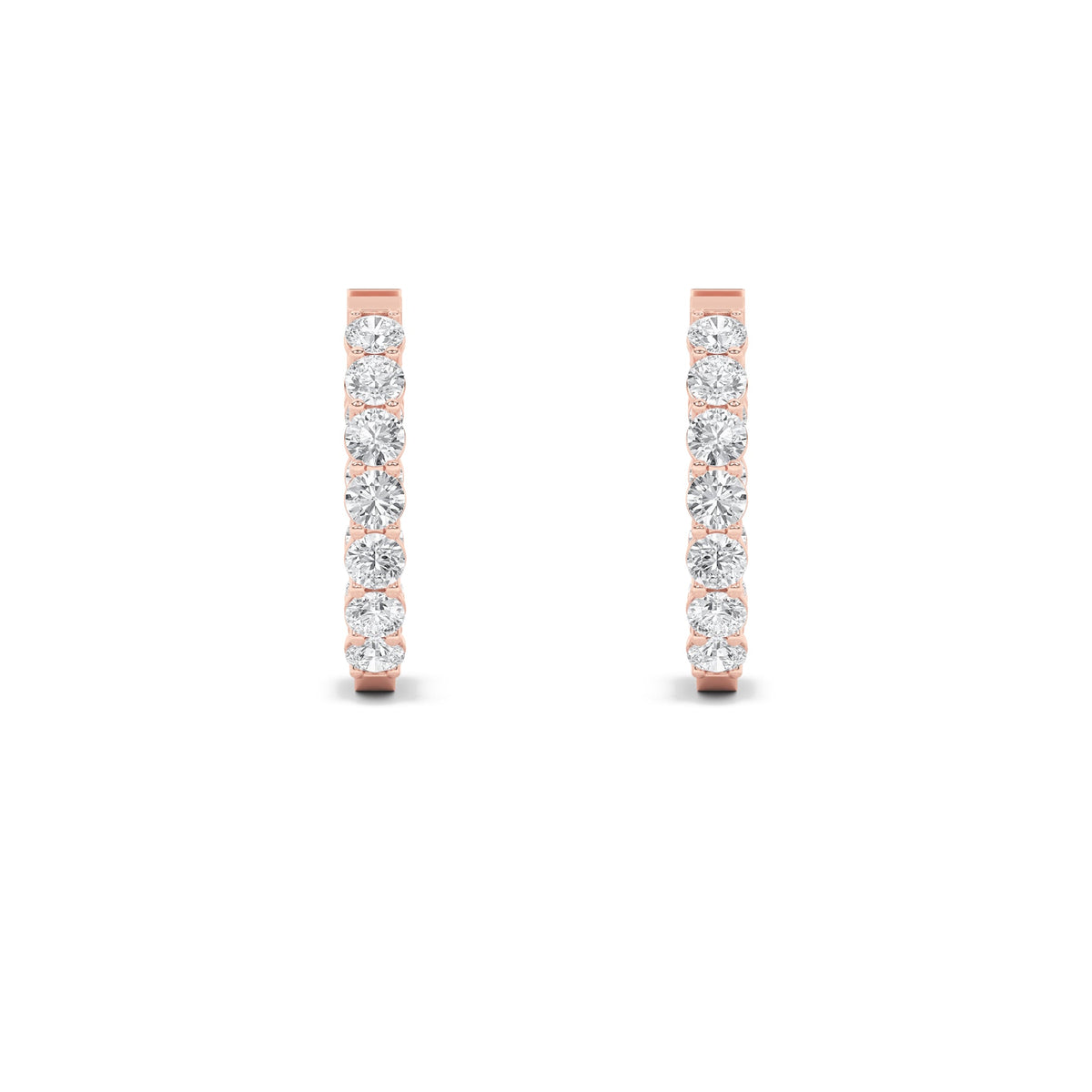 4CTW Round Lab-Grown Diamond Prong Inside Out Hoop Earrings 22 Stones