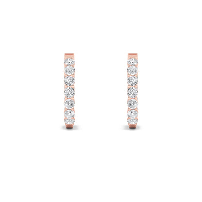 4CTW Round Lab-Grown Diamond Prong Inside Out Hoop Earrings 22 Stones
